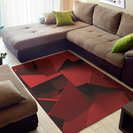 Red Geometric Print Area Rug