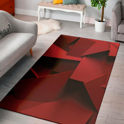 Red Geometric Print Area Rug