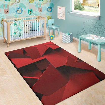 Red Geometric Print Area Rug
