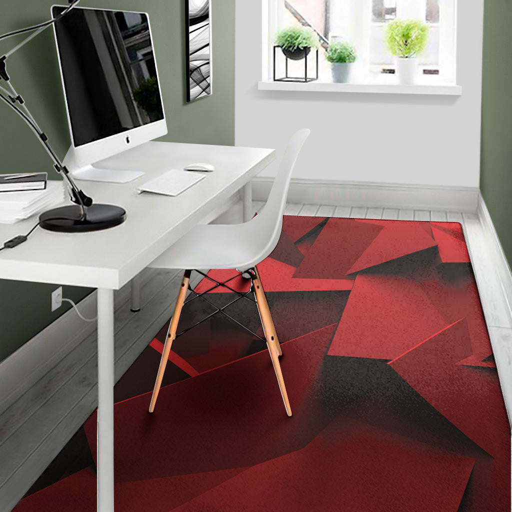 Red Geometric Print Area Rug