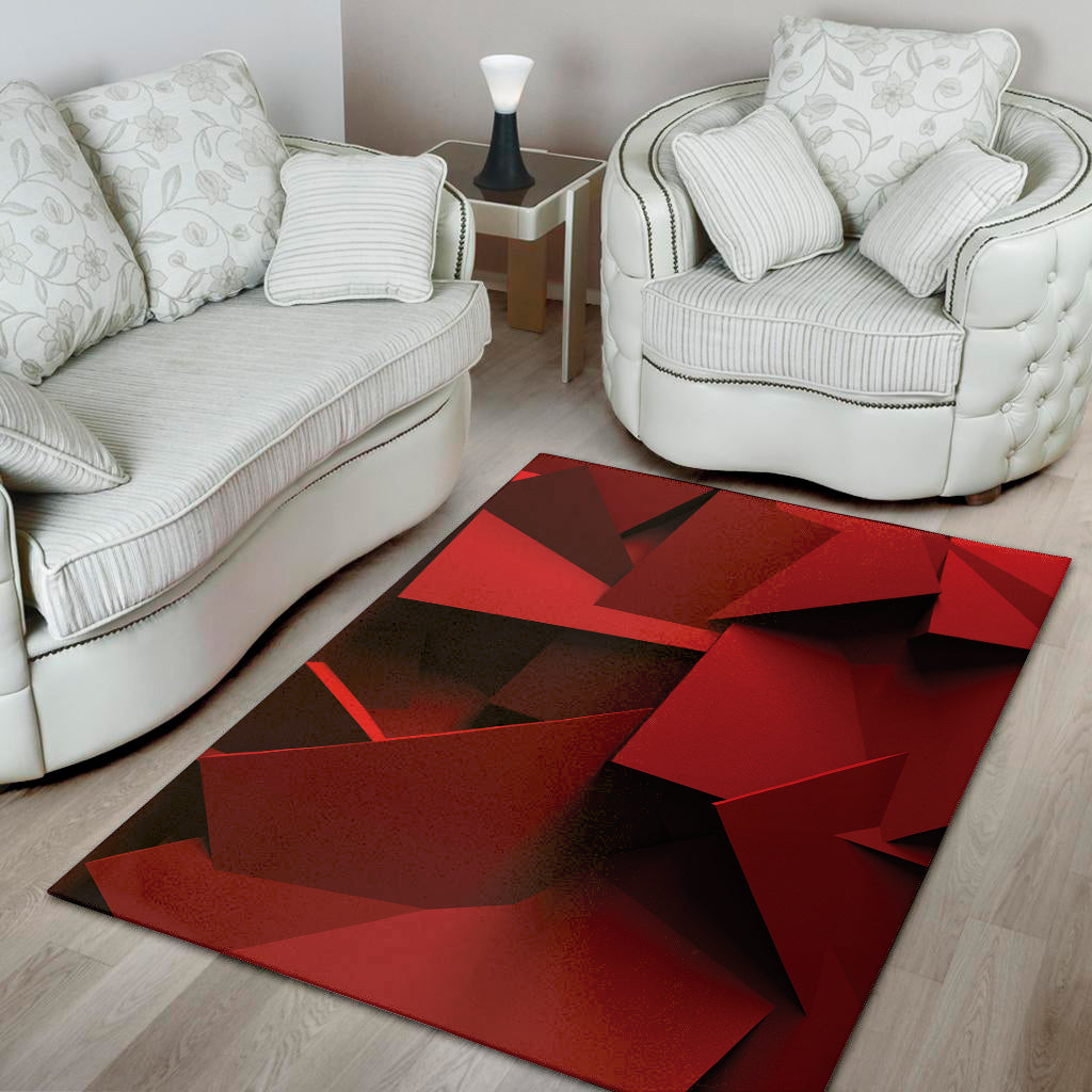 Red Geometric Print Area Rug