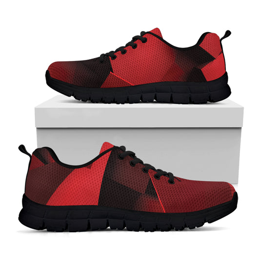 Red Geometric Print Black Sneakers