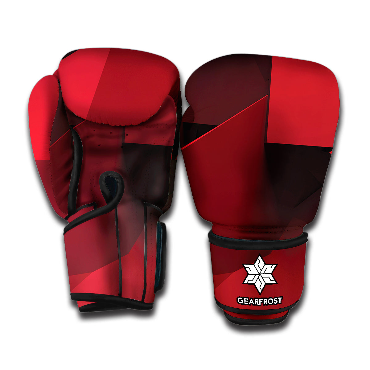 Red Geometric Print Boxing Gloves
