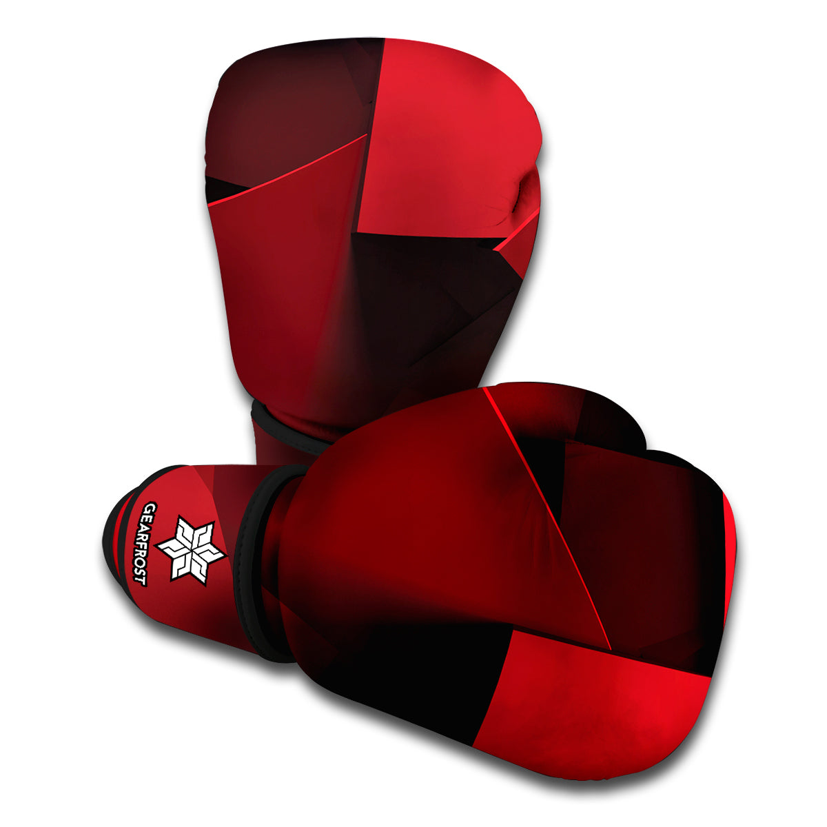 Red Geometric Print Boxing Gloves
