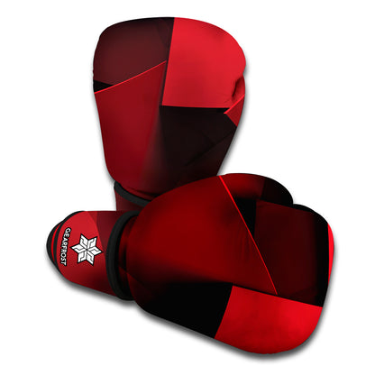Red Geometric Print Boxing Gloves