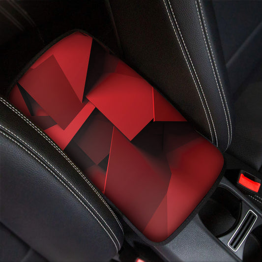 Red Geometric Print Car Center Console Cover
