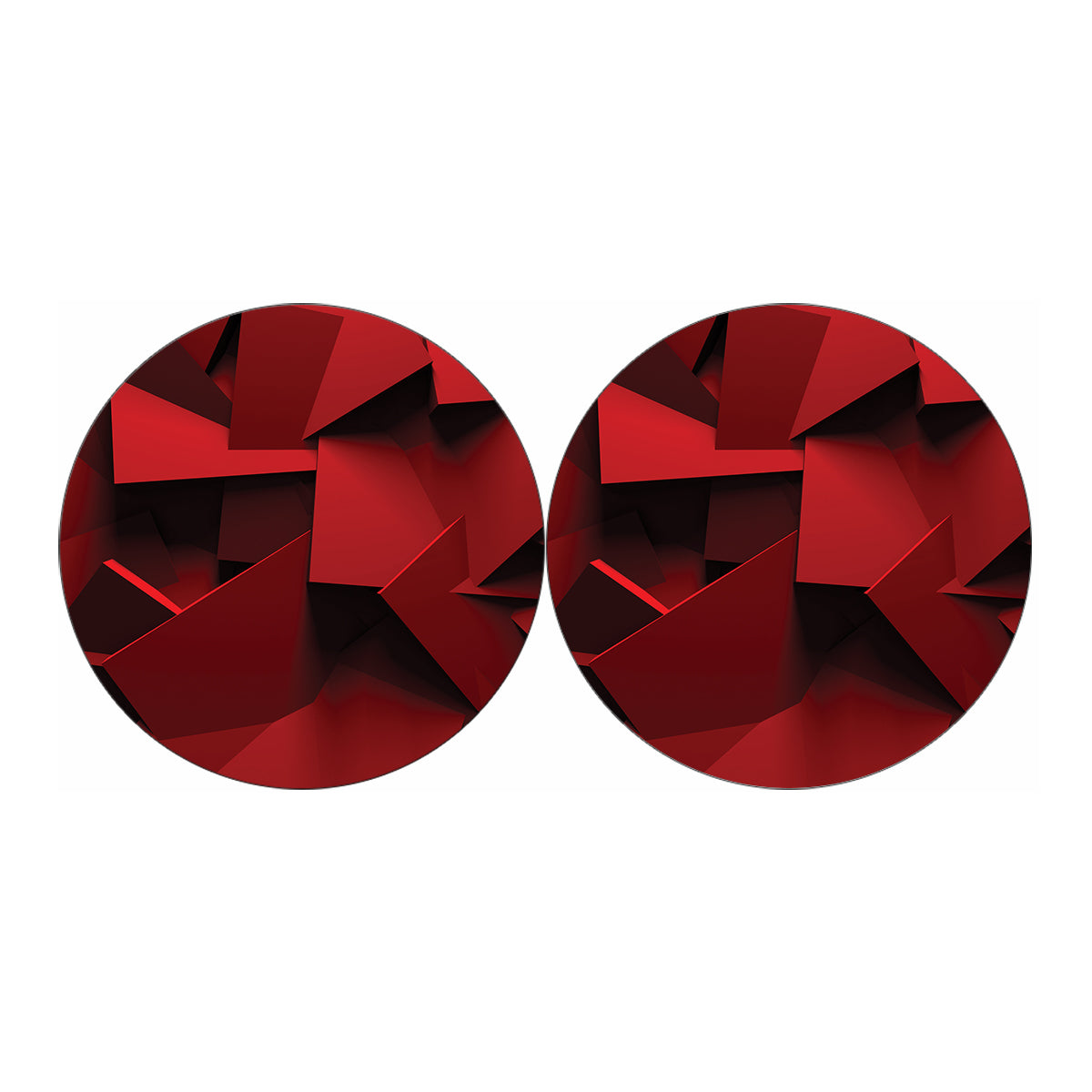Red Geometric Print Car Coasters