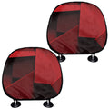 Red Geometric Print Car Headrest Covers