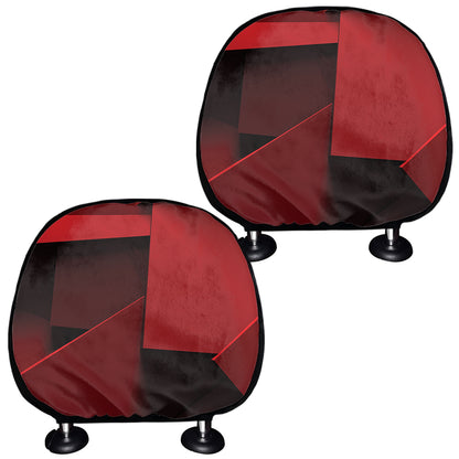 Red Geometric Print Car Headrest Covers