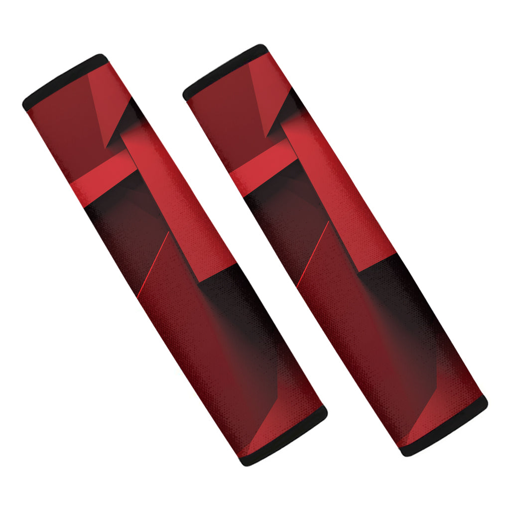 Red Geometric Print Car Seat Belt Covers