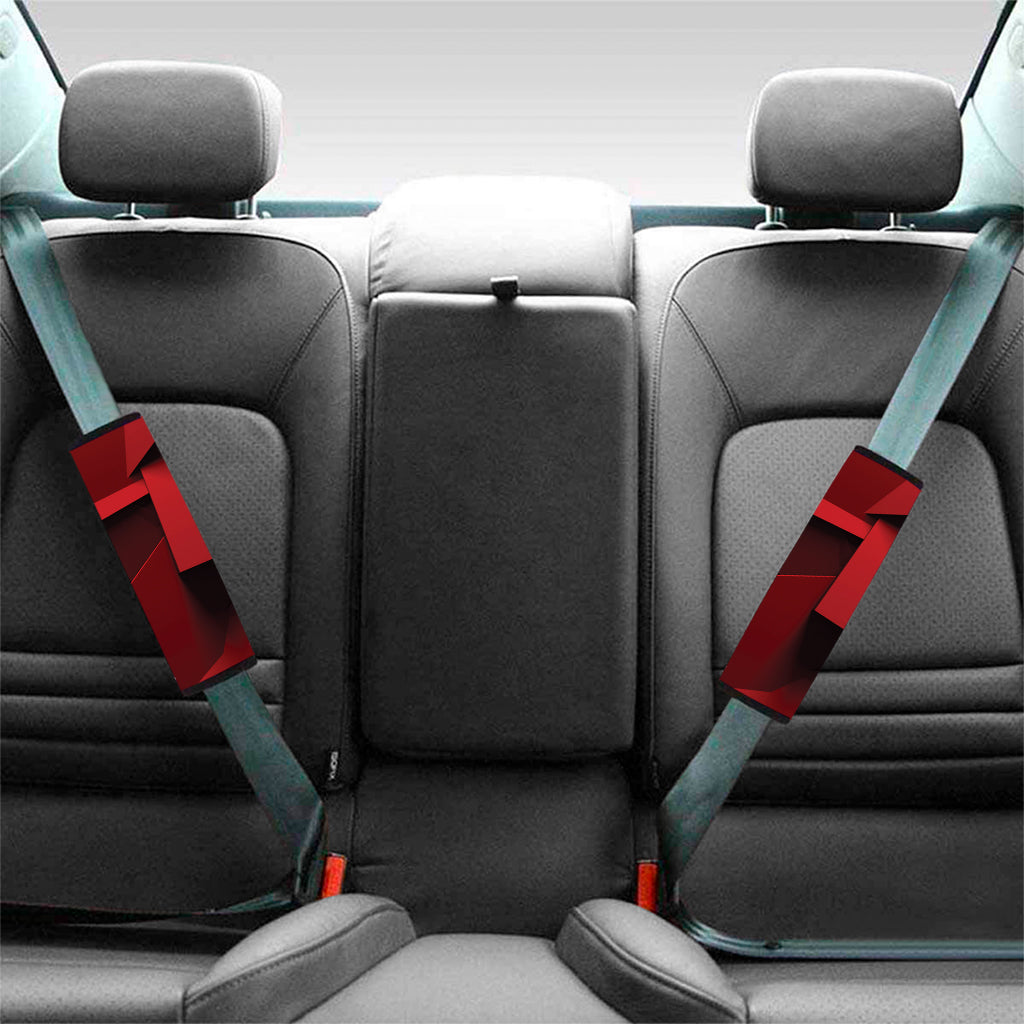 Red Geometric Print Car Seat Belt Covers