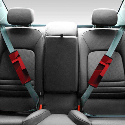 Red Geometric Print Car Seat Belt Covers