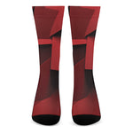 Red Geometric Print Crew Socks