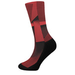 Red Geometric Print Crew Socks