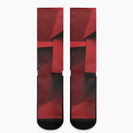 Red Geometric Print Crew Socks