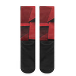 Red Geometric Print Crew Socks