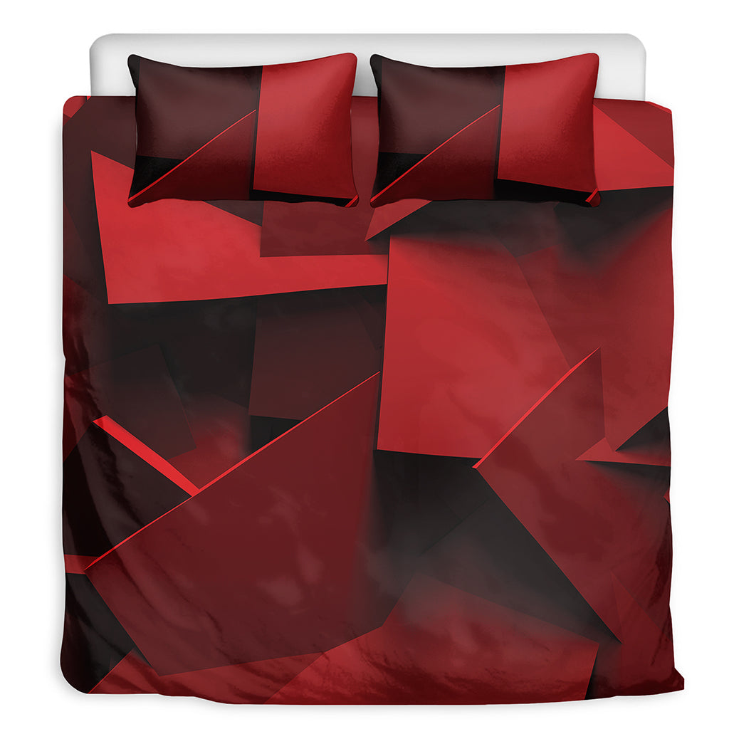 Red Geometric Print Duvet Cover Bedding Set