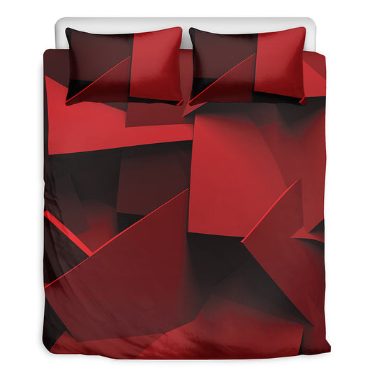 Red Geometric Print Duvet Cover Bedding Set