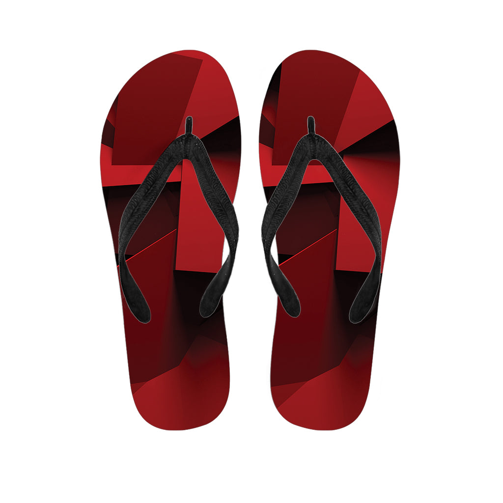 Red Geometric Print Flip Flops