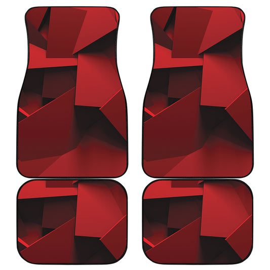Red Geometric Print Front and Back Car Floor Mats