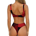 Red Geometric Print Front Bow Tie Bikini