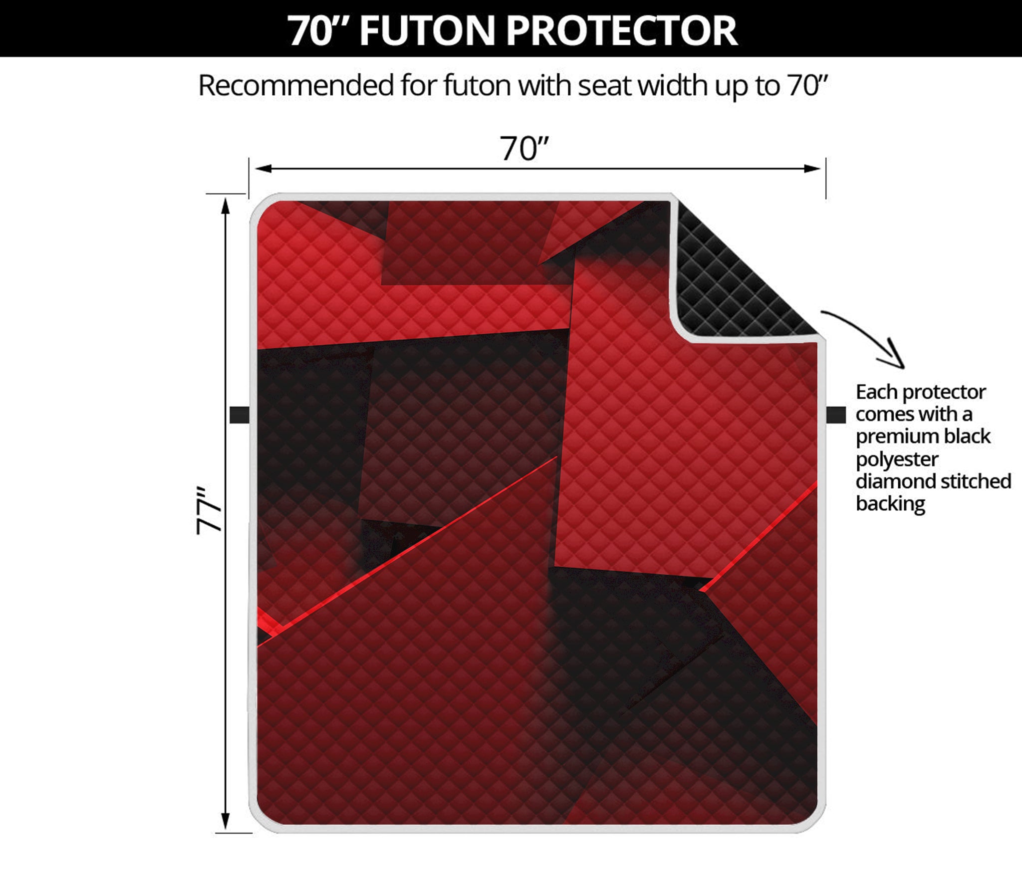 Red Geometric Print Futon Protector