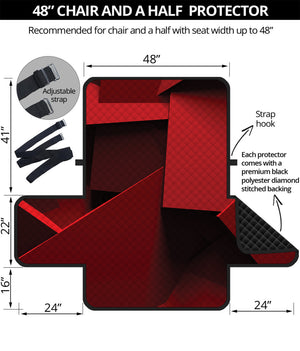 Red Geometric Print Half Sofa Protector