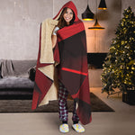 Red Geometric Print Hooded Blanket