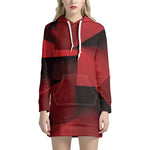 Red Geometric Print Hoodie Dress