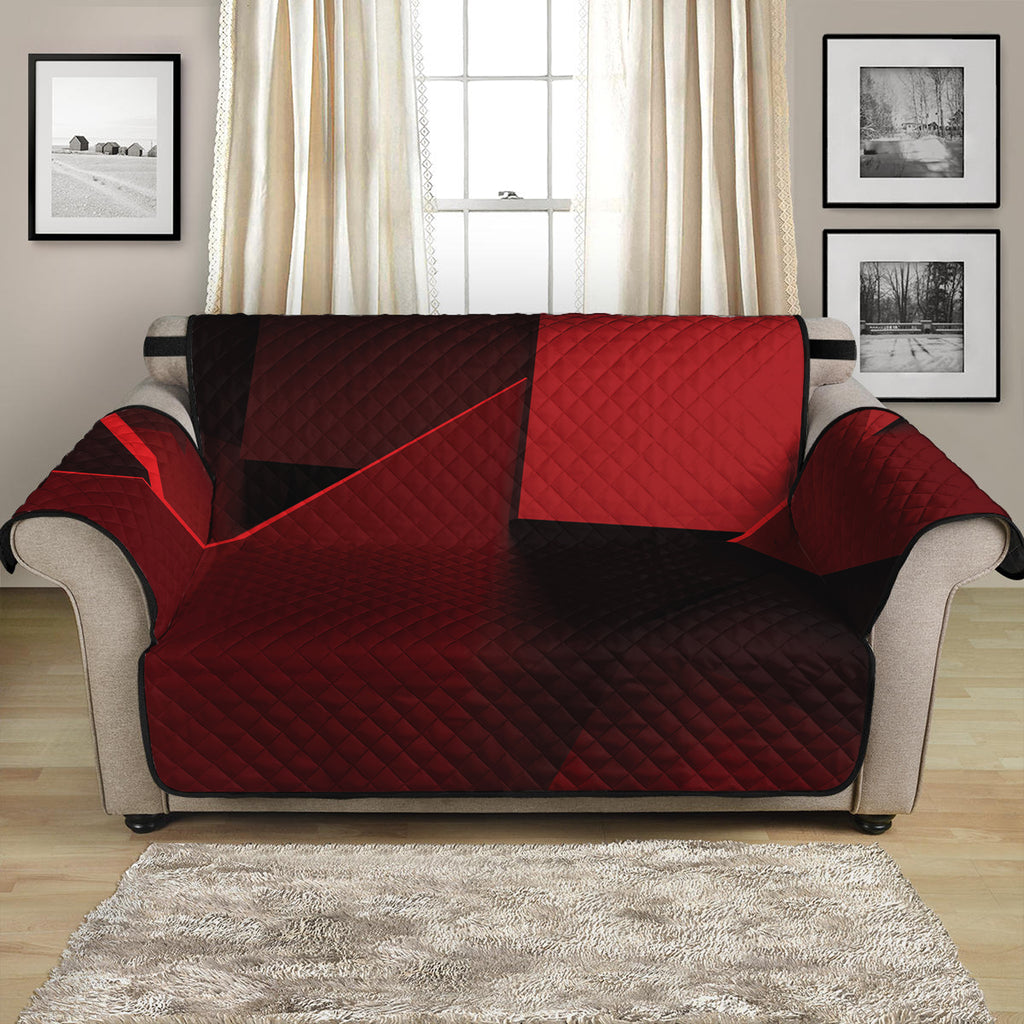 Red Geometric Print Loveseat Protector