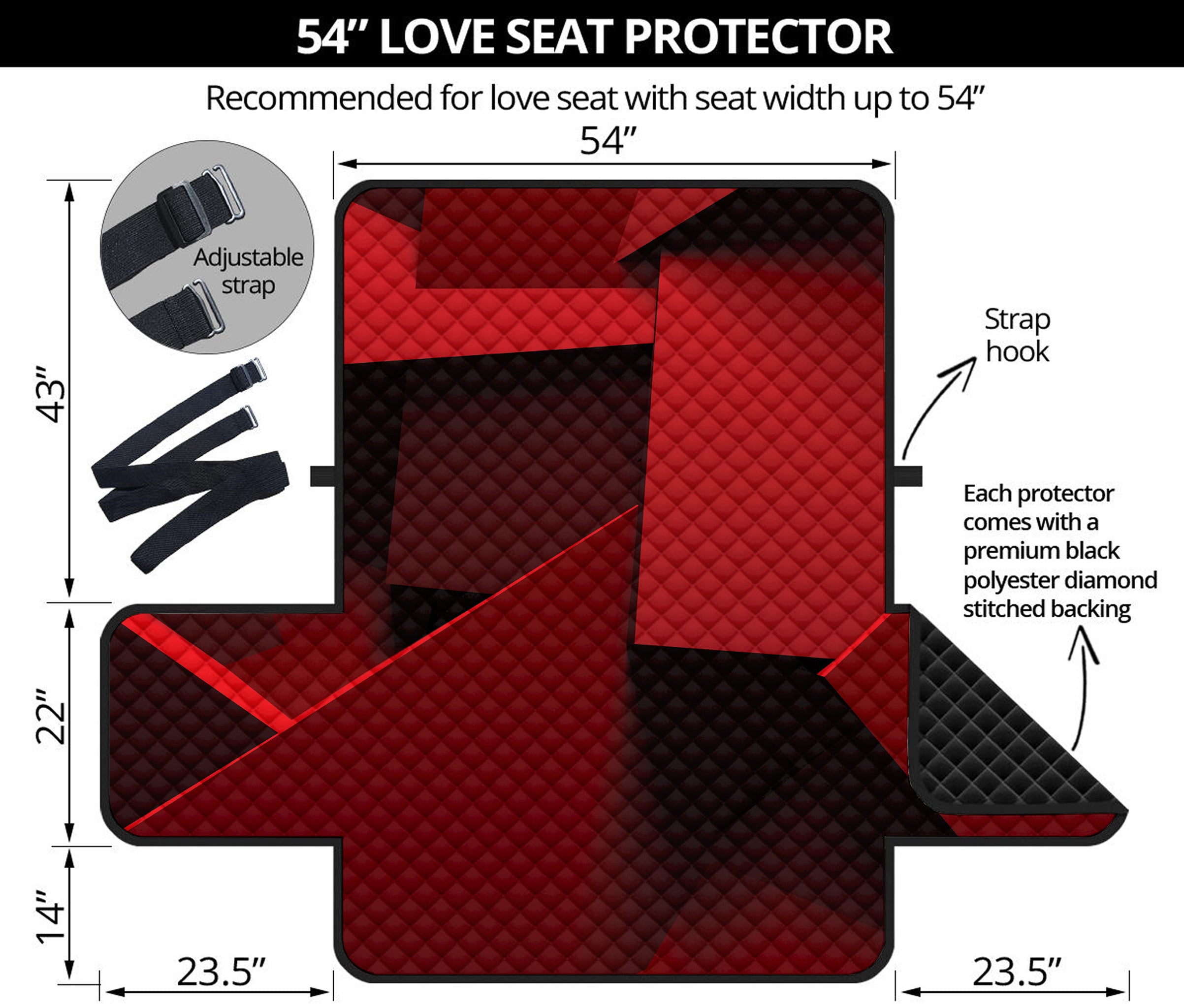 Red Geometric Print Loveseat Protector