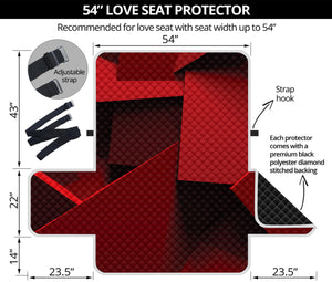 Red Geometric Print Loveseat Protector