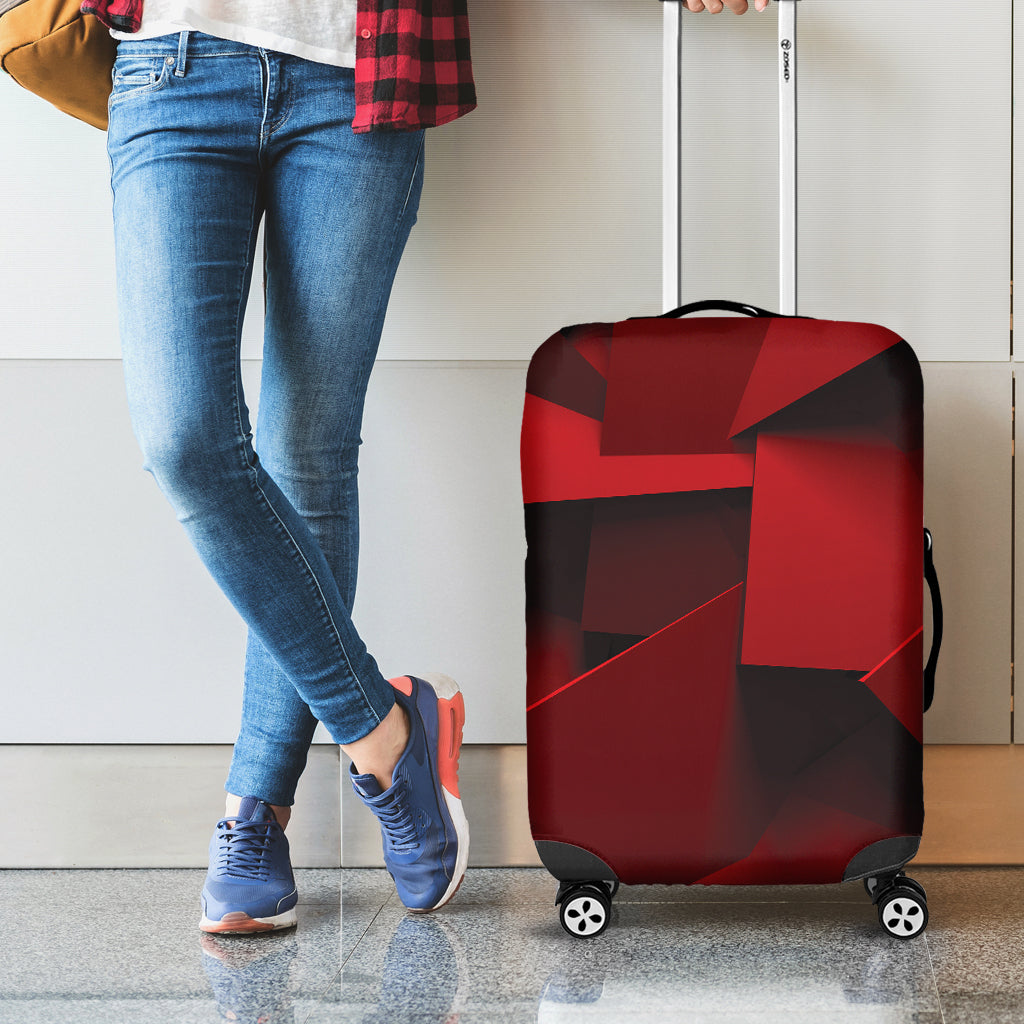 Red Geometric Print Luggage Cover