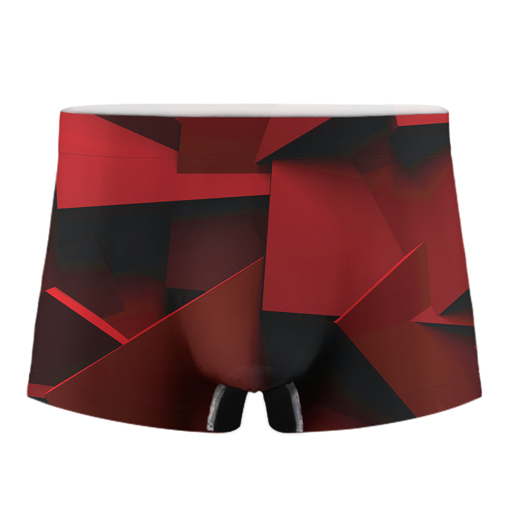 Red Geometric Print Men's Boxer Briefs