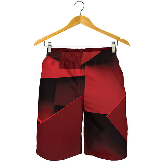 Red Geometric Print Men's Shorts
