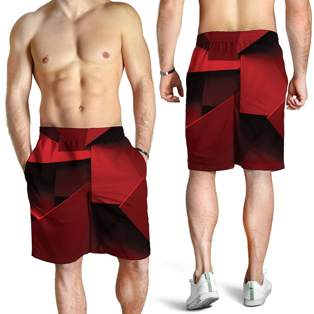 Red Geometric Print Men's Shorts
