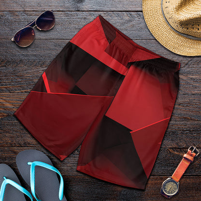 Red Geometric Print Men's Shorts