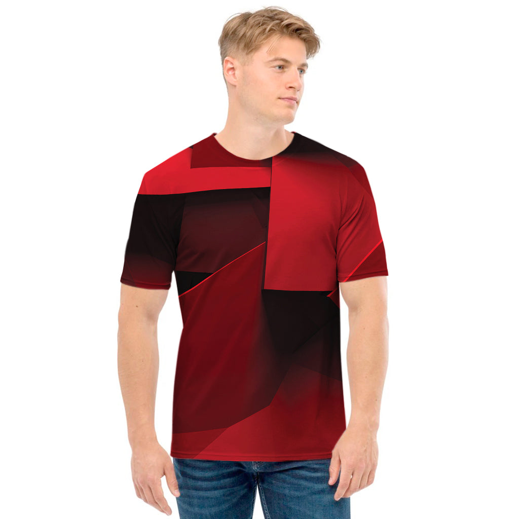 Red Geometric Print Men's T-Shirt
