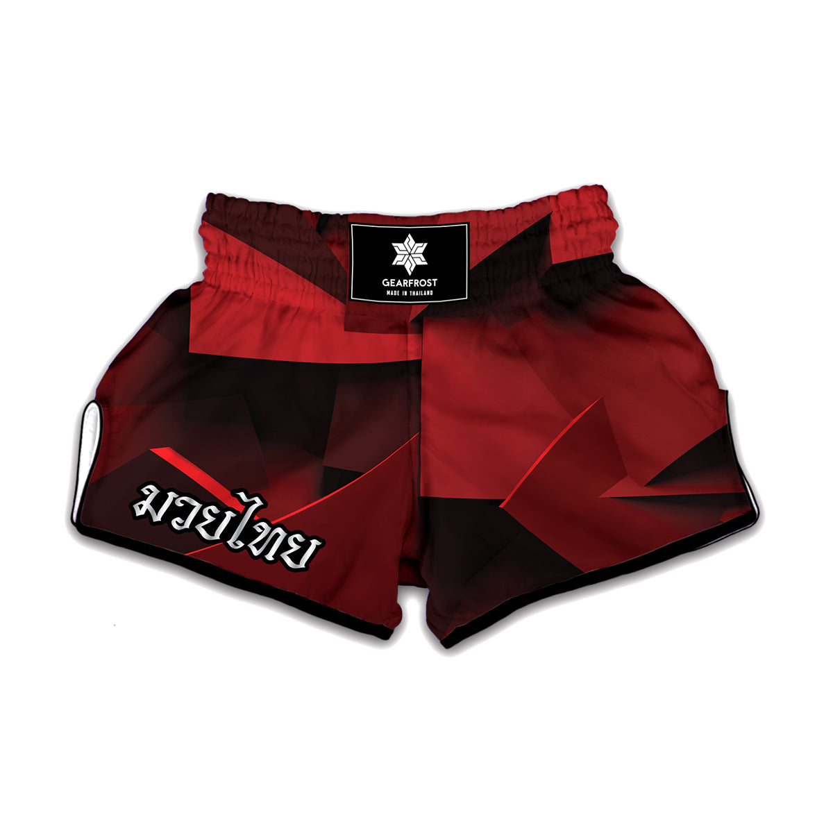 Red Geometric Print Muay Thai Boxing Shorts