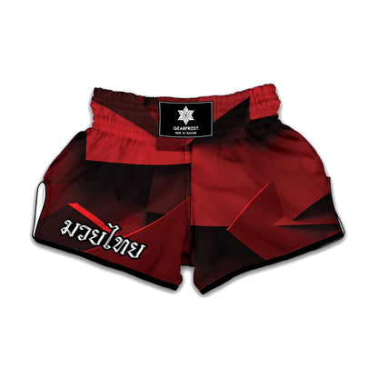 Red Geometric Print Muay Thai Boxing Shorts