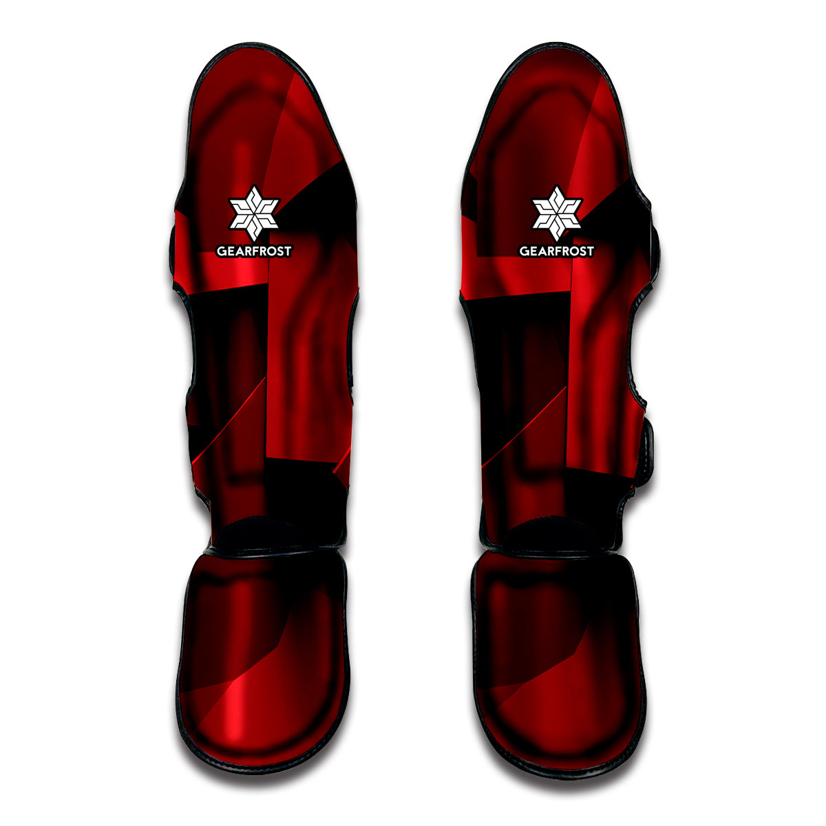 Red Geometric Print Muay Thai Shin Guard