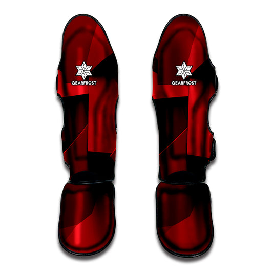 Red Geometric Print Muay Thai Shin Guard