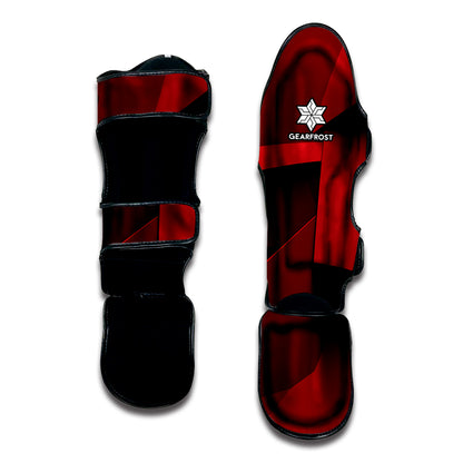 Red Geometric Print Muay Thai Shin Guard