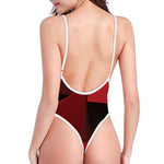 Red Geometric Print One Piece High Cut Swimsuit