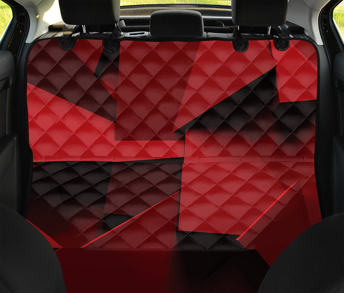 Red Geometric Print Pet Car Back Seat Cover