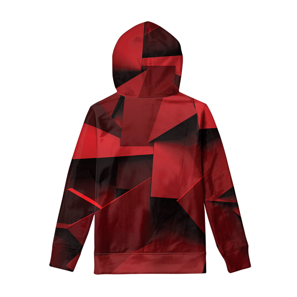Red Geometric Print Pullover Hoodie