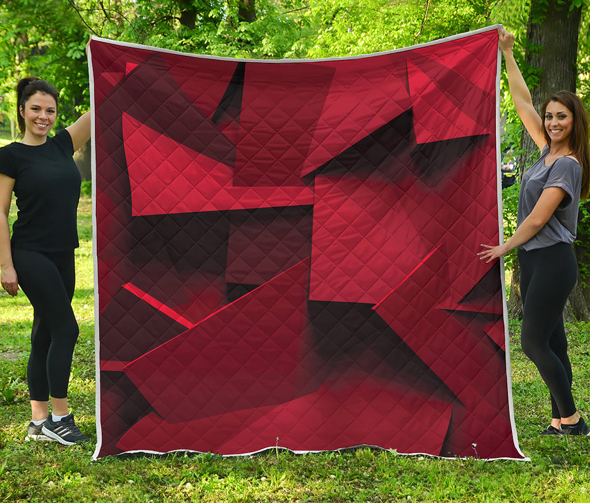 Red Geometric Print Quilt