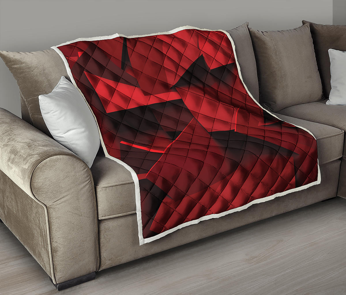 Red Geometric Print Quilt