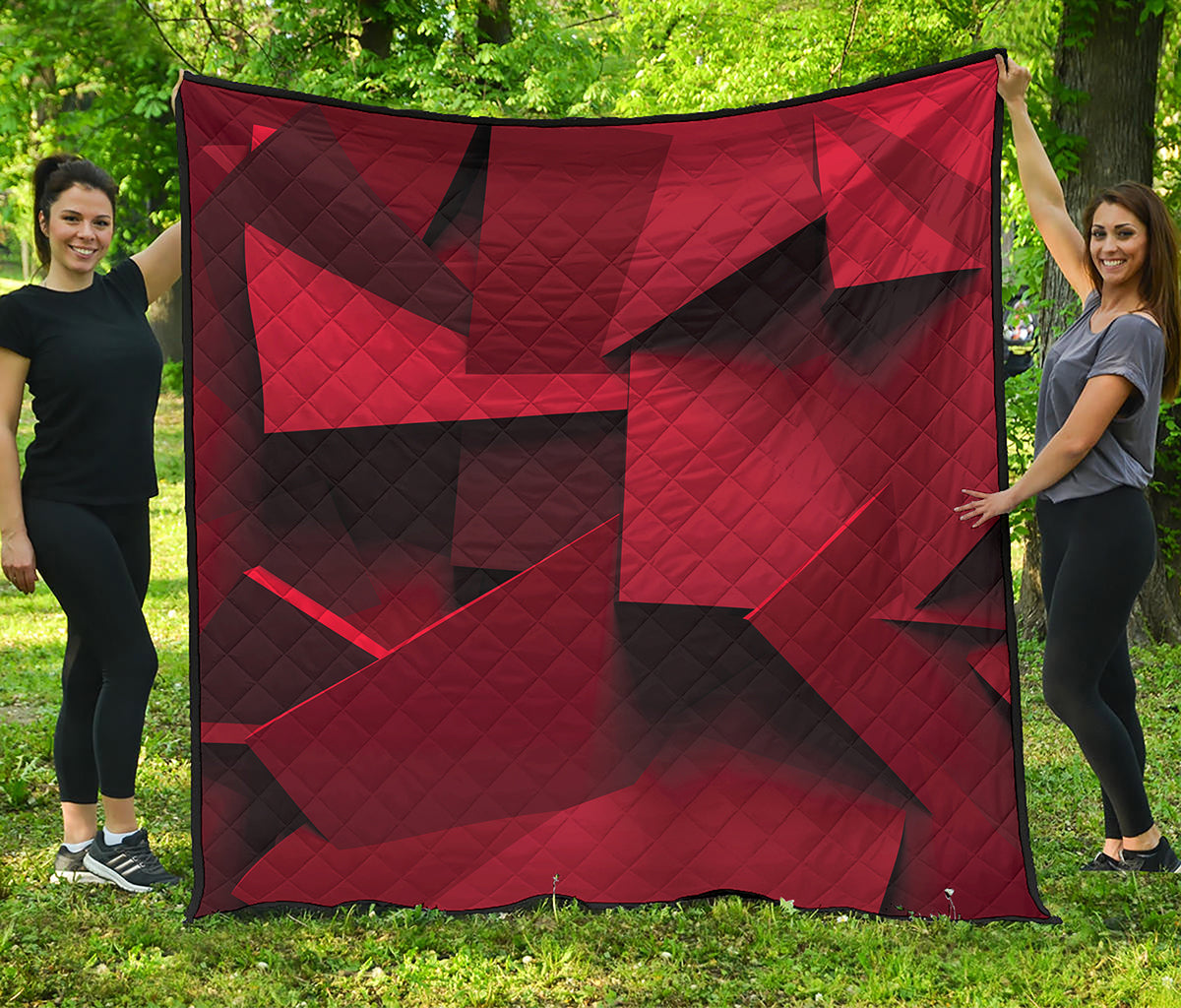 Red Geometric Print Quilt