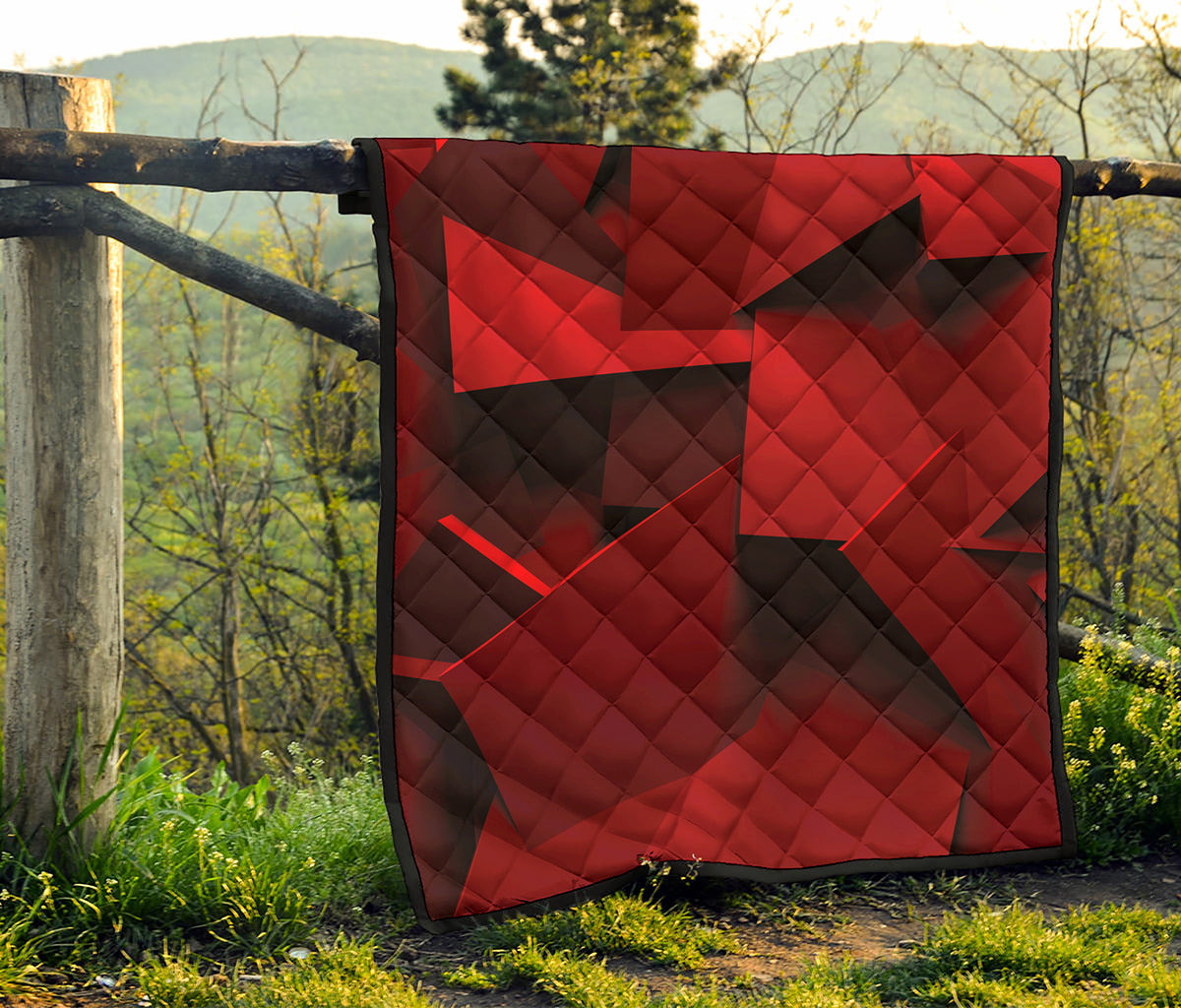 Red Geometric Print Quilt